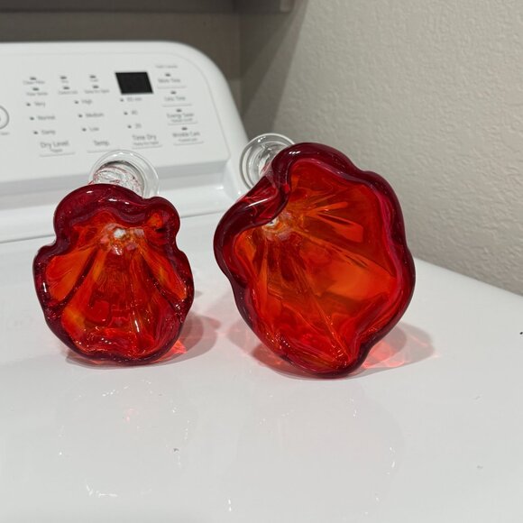 Mid Century Modern Thick Glass Angel Candle stick holders - Picture 8 of 14